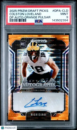 2025 Prizm Draft Picks Auto Colston Loveland #DPA-CLD DP Orange Pulsar PSA 9