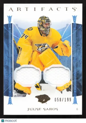 2022-23 Upper Deck Artifacts Juuse Saros #149 Material Gold SN,MEM