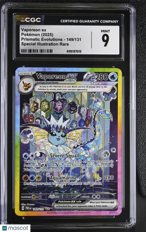 Vaporeon ex 2025 Pokemon Prismatic Evolutions CGC 9 #149/131