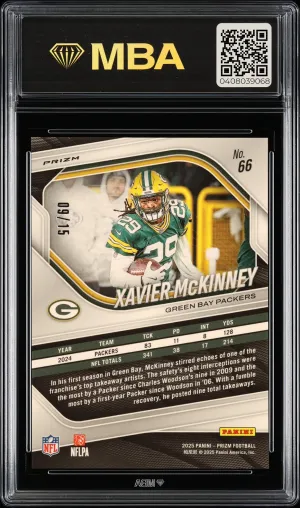 Graded 10 MBA 2025 Panini Prizm Choice Cherry Blossom Xavier McKinney #66 Football Card back