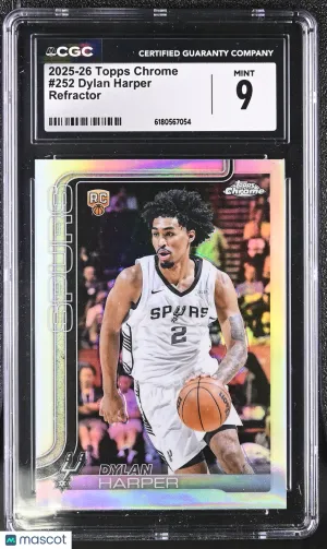 2025-26 Topps Chrome Dylan Harper Refractor Rookie #252 CGC 9 San Antonio Spurs