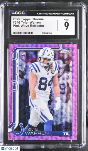 2025 Topps Chrome Tyler Warren Pink Wave Refractor Rookie #346 CGC 9 Indianapolis Colts
