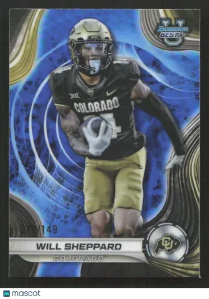 2024 Bowman University Best Will Sheppard #60 Blue Refractor SN