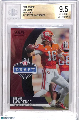 Graded 2021 Score NFL Draft Trevor Lawrence Red Zone /20 Rookie #D1 BGS 9.5 Clemson Tigers