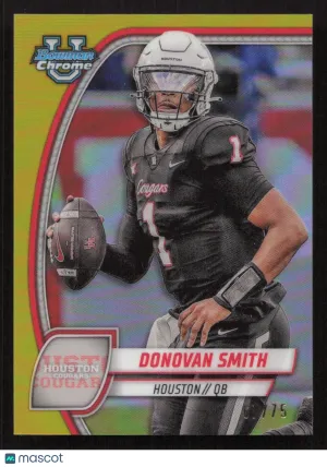2024 Bowman University Chrome Donovan Smith #67 Yellow Refractor SN