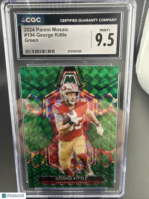 2024 Panini Mosaic George Kittle #194 Green Mosaic Prizm Limited Edition Short Print CGC Graded Pristine Black Label 10
