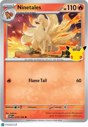 Pokemon TCG 30th Celebration Ninetales Holo #10/128