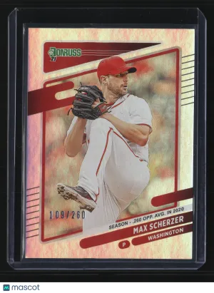 Max Scherzer 2021 Panini Donruss-Variation Max #206-White Jersey /260