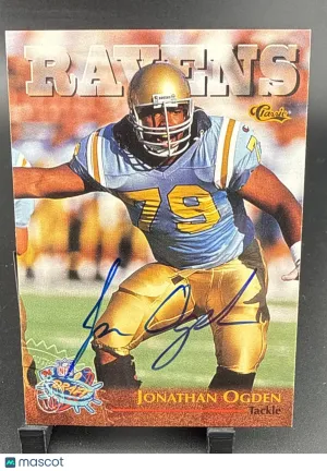 1996 Classic NFL Rookies Jonathan Ogden #2 Autographs AU RC Rookie Football Card Baltimore Ravens