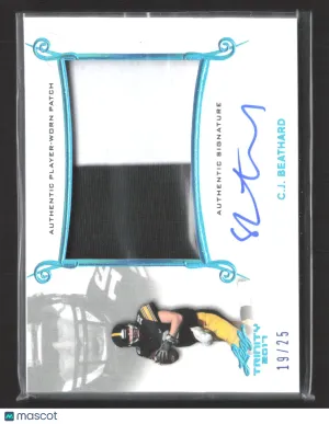 2017 Leaf Trinity C.J. Beathard Iowa Hawkeyes PA-CJB 19/25 Player-Worn Patch Auto Football Card