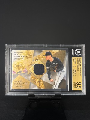 2023 BBM GENESIS Memorabilia Visitor Jersey 107/350 - Yoshinobu Yamamoto - BGS 9.5 GEM MINT +