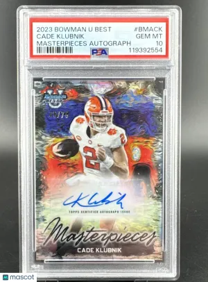 Graded 2023 Bowman's Best University Topps Cade Klubnik BMA-CK Auto PSA 10 Clemson Tigers