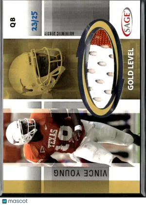 Vince Young 2005 SAGE Gold Level Authentic Jersey Gold Level /25 Texas Longhorns