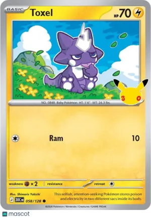 Pokemon TCG 30th Celebration Toxel Holo #58/128
