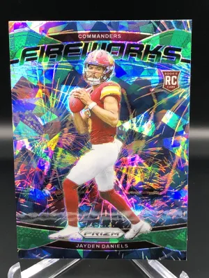 2024 Panini Prizm No.24 Fireworks Green Ice Jayden Daniels Rookie Card