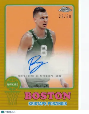 2024-25 Topps Chrome Kristaps Porzingis Auto Gold Refractor /50 #73TA-KP Boston Celtics
