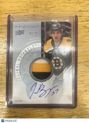 2023 UPPER DECK PREMIER PATRICE BERGERON GLOBAL NOTABILITY PATCH AUTO BLACK /25