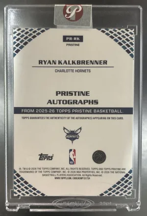 Pristine Ryan Kalkbrenner Pristine Rookie Autographs Pristine Aqua #PR-RK Charlotte Hornets back