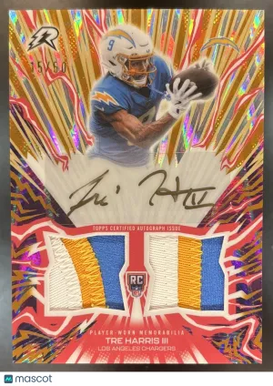 Resurgence Tre Harris III Amped Up Rookie Relic Autograph Gold Power Surge Refractor #AU-TRH Los Angeles Chargers