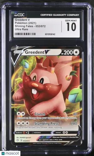 2021 Pokemon Shining Fates Greedent V Holo Ultra Rare 053/072 CGC 10 #053/072