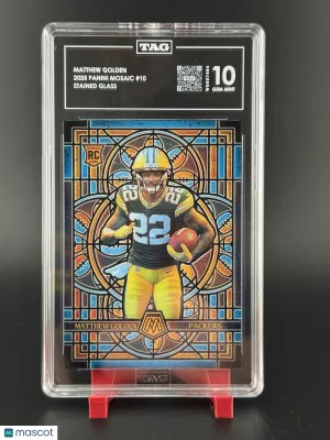 2025 Panini Mosaic Football Matthew Golden #10 Stained Glass Case Hit Rookie Chase Insert TAG 10