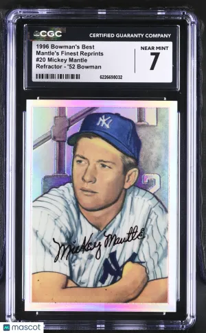 1996 Best Mickey Mantle Refractor - '52 Bowman Mantle's Finest Reprints #20 CGC 7 New York Yankees