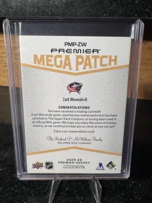 Zach Werenski 2026 Premier Mega Patch Chest Logo back