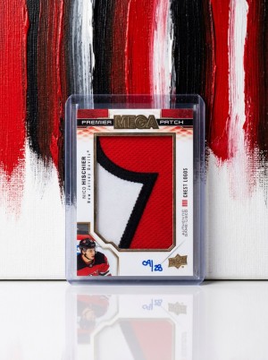 2019-20 Upper Deck Premier Mega Patch Nico Hischier Chest Logos Game-Used Patch 09/28