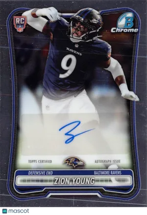 2026 Bowman Chrome Football Zion Young Rookie Autograph RC #BCRA-ZY Baltimore Ravens