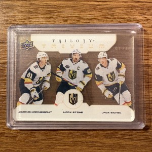 2023-24 UD Trilogy Trivium Golden Knights Mark Stone Jack Eichel Jonathan Marchesseault Gold /49