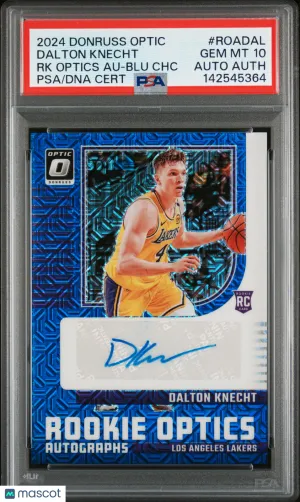 Dalton Knecht 2024 Panini Donruss Optic Rookie Optics Autographs RK Blu CHC PSA 10 Auto A