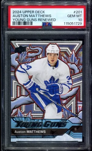 PSA 10 Auston Matthews 2024-25 Upper Deck Series 2 Young Guns Renewed #201 Leafs