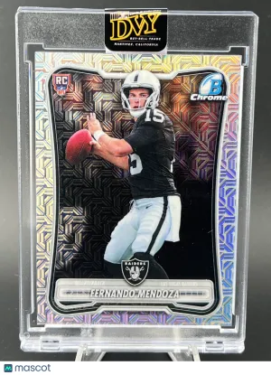 2026 Bowman Chrome Fernando Mendoza Mojo Refractor RC Las Vegas Raiders