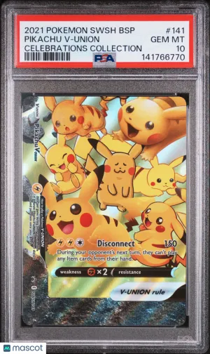 Pikachu V-Union 2021 Pokemon Sword & Shield Black Star Promos Celebrations Collection PSA 10 #141