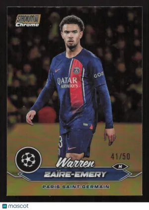 2023-24 Stadium Club Chrome UEFA Champions League Warren Zaïre-Emery #33 Gold Refractor SN