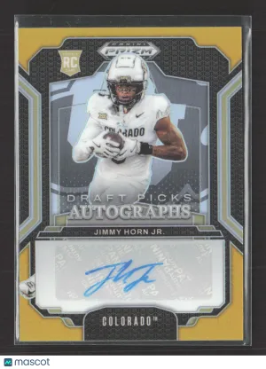 2025 Panini Prizm Draft Picks Gold 02/10 Auto RC DPA-JHJ Jimmy Horn Jr Football Card