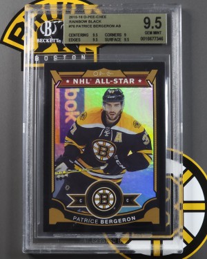 2015-16 O-Pee-Chee OPC Rainbow Black /100 #76 Patrice Bergeron BGS 9.5