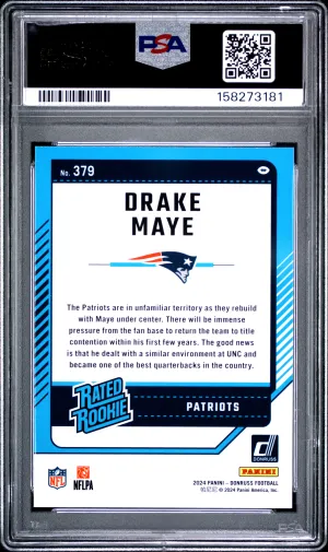 2024 Panini Donruss Drake Maye #379 Press Proof Blue back