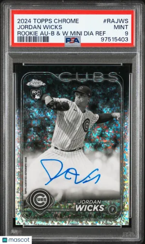 2024 Topps Chrome Rookie Autographs Jordan Wicks Rookie Au B & W Mini Dia Ref PSA 9