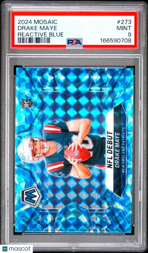 2024 Panini Mosaic Drake Maye #273 Reactive Blue front