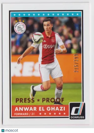 2015 Panini Donruss Base Set Bronze Press Proof #99 Anwar El Ghazi 215/299 Soccer Card