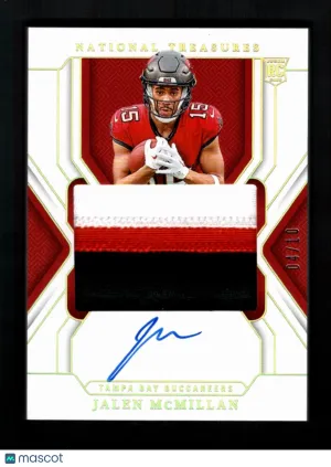 Jalen McMillan 2025 Panini National Treasures #188 Gold /10 Rookie Patch RC Auto