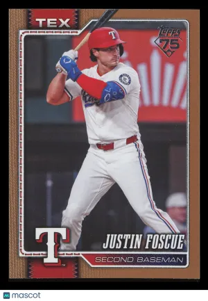 Justin Foscue 2026 Topps Update Series Gold 1837/2026 #US201 Texas Rangers