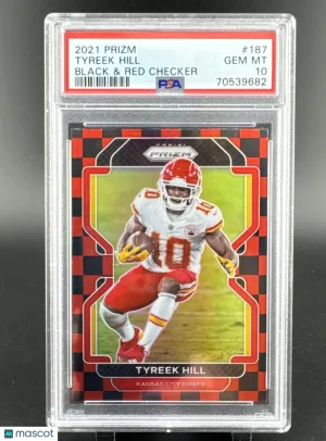 2021 Panini Prizm Tyreek Hill #187 Black & Red Checker Prizm Parallel/Variety Base Set PSA 10