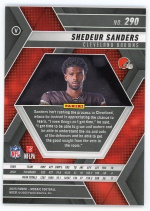 2025 Panini Mosaic #290 Shedeur Sanders Variation back