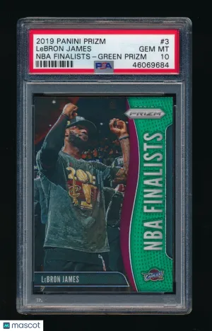 2019 Panini Prizm NBA Finalists LeBron James #3 Green PSA 10