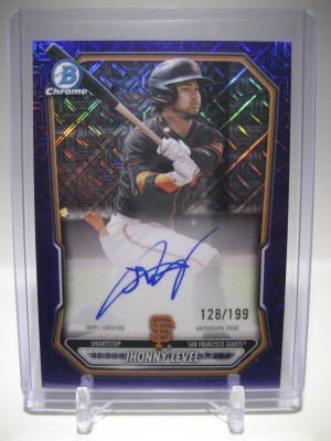 2026 Bowman Chrome Jhonny Level Purple Mojo Refractor Auto 128/199 Giants #BMA-JLE