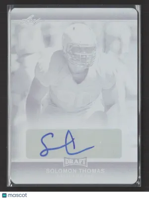 2017 Leaf Draft Football Solomon Thomas A-ST1 Cyan Printing Plate 1/1 Auto Stanford Cardinal