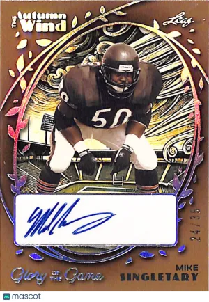 2023 Leaf The Autumn Wind Glory of the Game Mike Singletary Auto /35 #AW-MS1 Chicago Bears