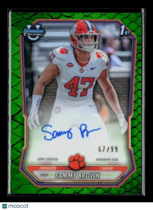 2026 Bowman Chrome University Football Sammy Brown #BCPA-SB Green Shimmer 67/99 Auto